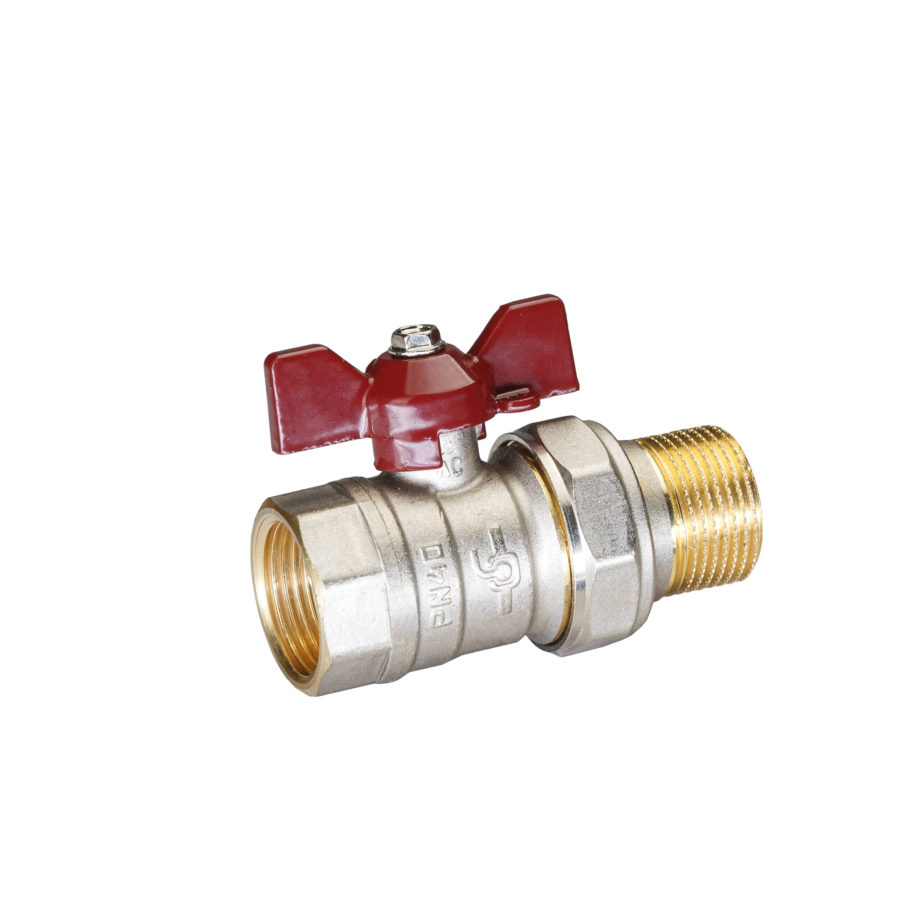 Кран шаровой латунный никель Temper Ду 20 (3/4”) PN40, ВР/НР американка, бабочка 8820ВАБ3440 арт.1302066, марка Ру40