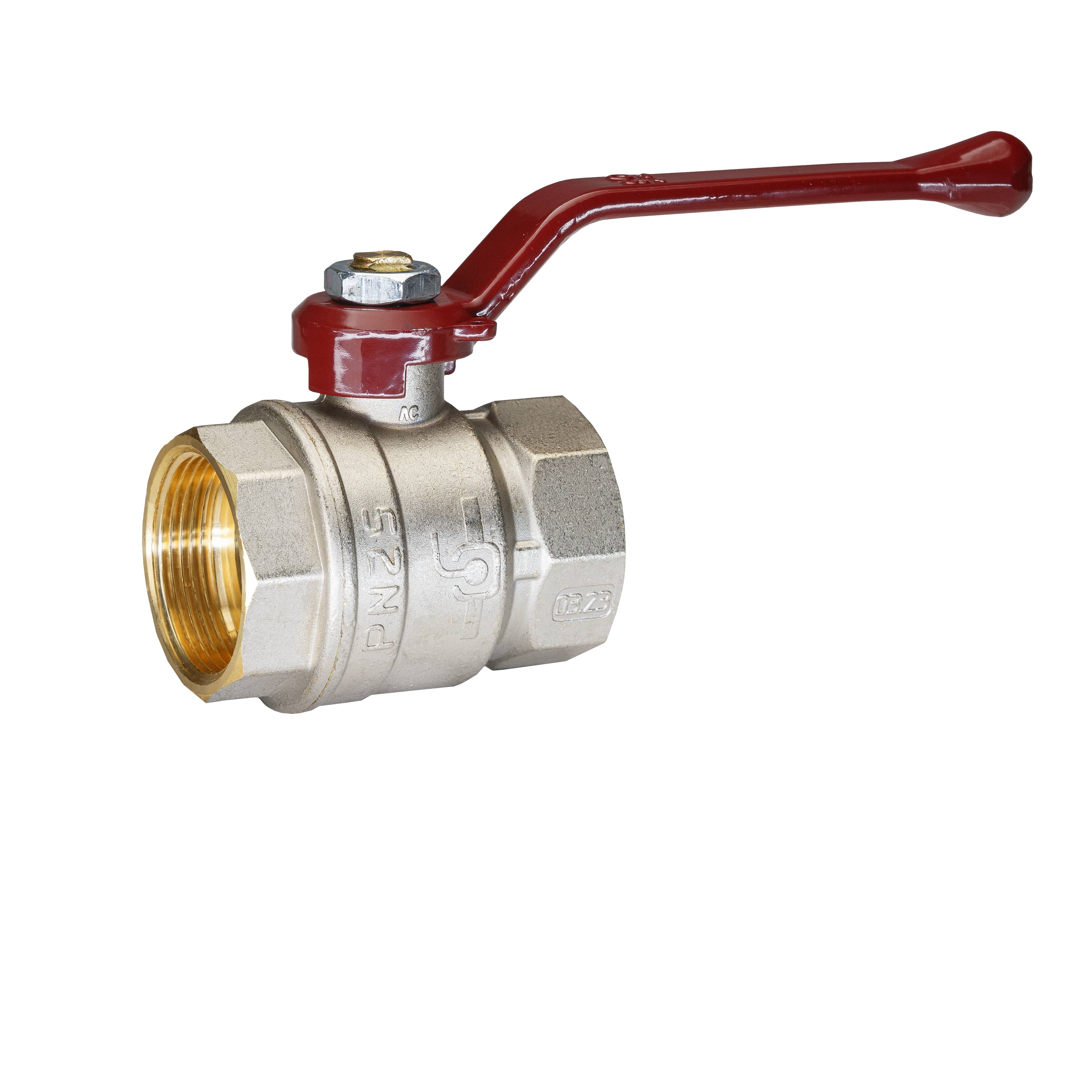 Кран шаровой латунный никель Temper Ду 40 (1 1/2”) PN25, ВН/ВН, рычаг 8840ВВР11225 арт.1302081, марка Ру25