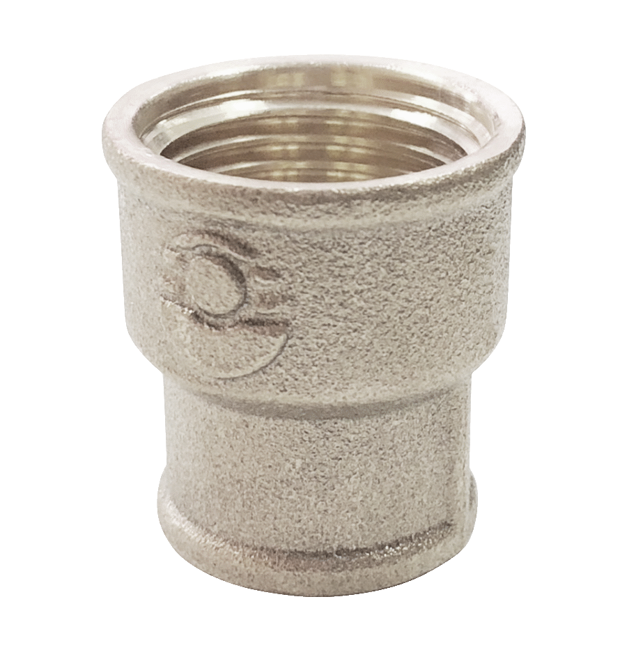 Муфта латунь никель переходная Ду 25х15 (1"х1/2") ВР/ВР Valfex VF.240.N.100.012 арт.1215002
