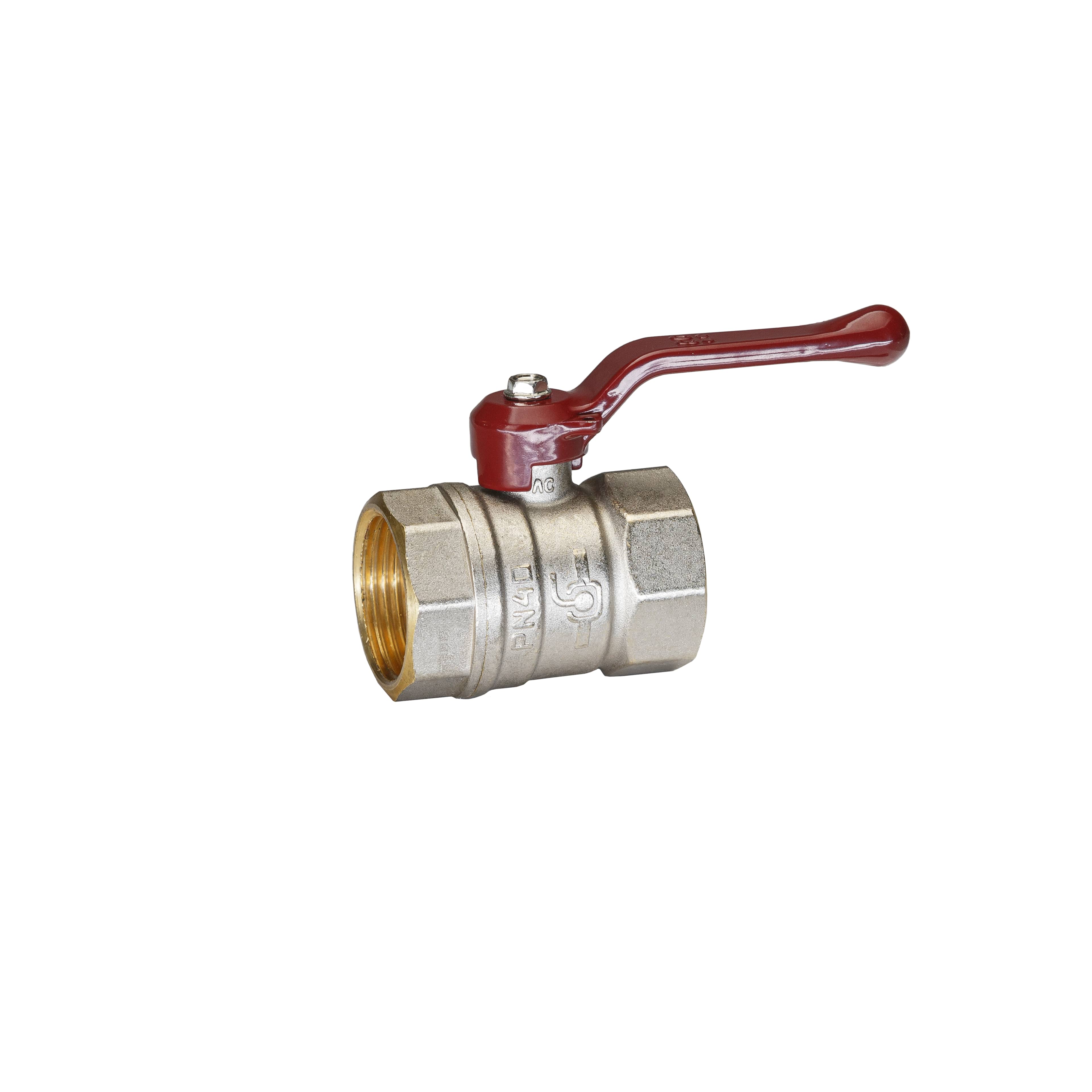 Кран шаровой латунный никель Temper Ду 25 (1”) PN40, ВН/ВН, рычаг 8825ВВР140 арт.1302071, марка Ру40