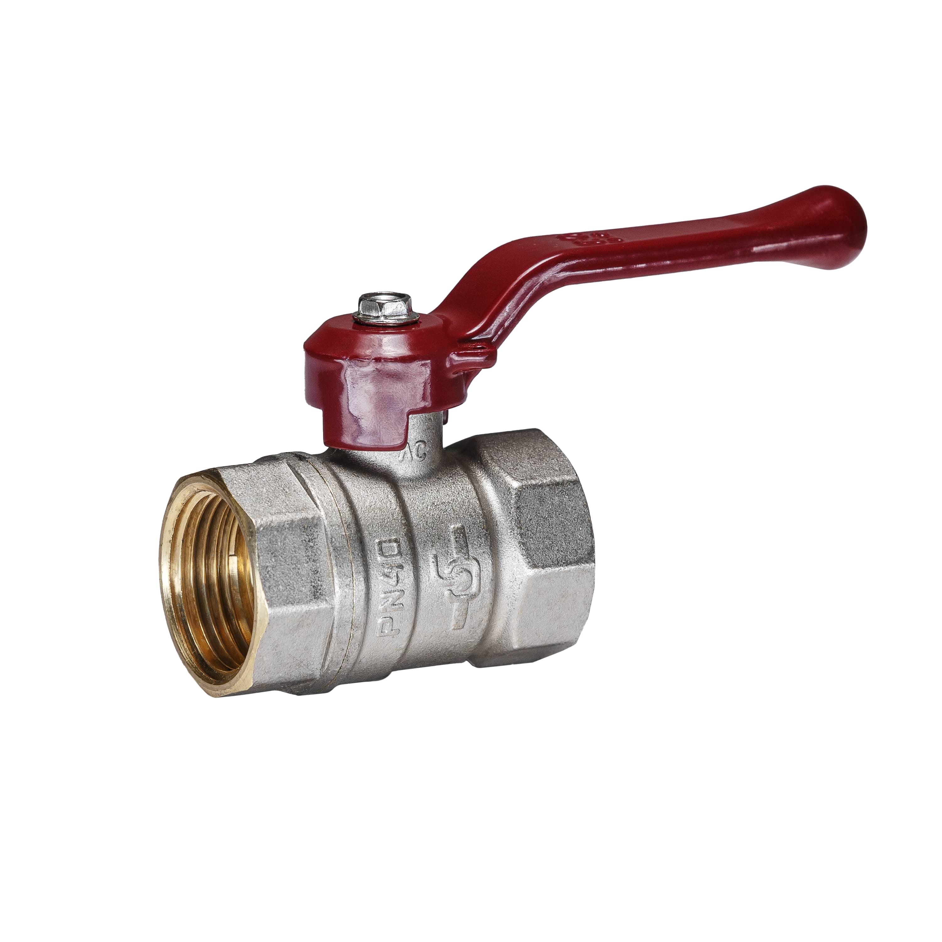 Кран шаровой латунный никель Temper Ду 20 (3/4”) PN40, ВН/ВН, рычаг 8820ВВР3440 арт.1302065, марка Ру40