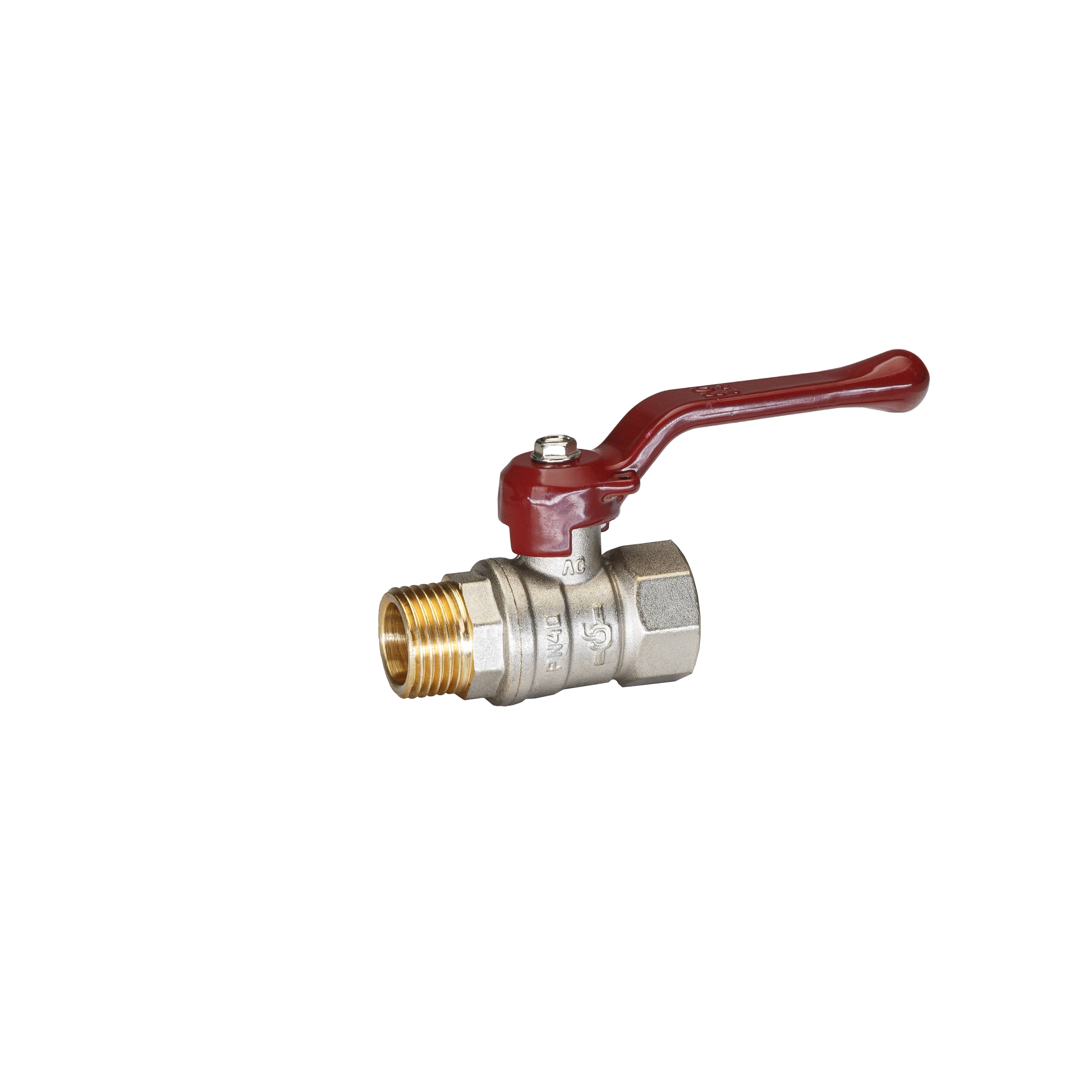 Кран шаровой латунный никель Temper Ду 15 (1/2”) PN40, ВН/НР, рычаг 8815ВНР1240 арт.1302060, марка Ру40