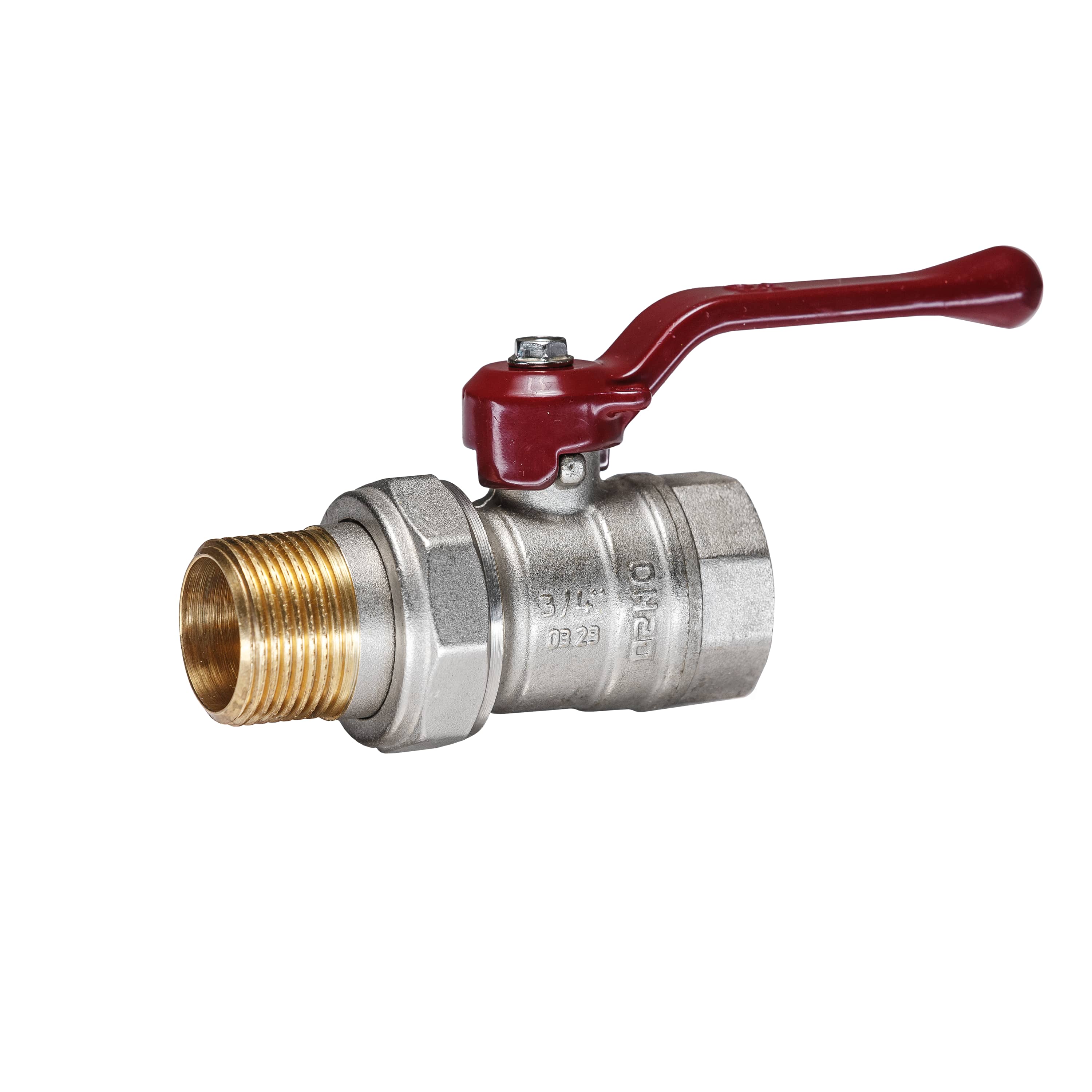 Кран шаровой латунный никель Temper Ду 20 (3/4”) PN40, ВН/НР американка, рычаг 8820ВАР3440 арт.1302067, марка Ру40
