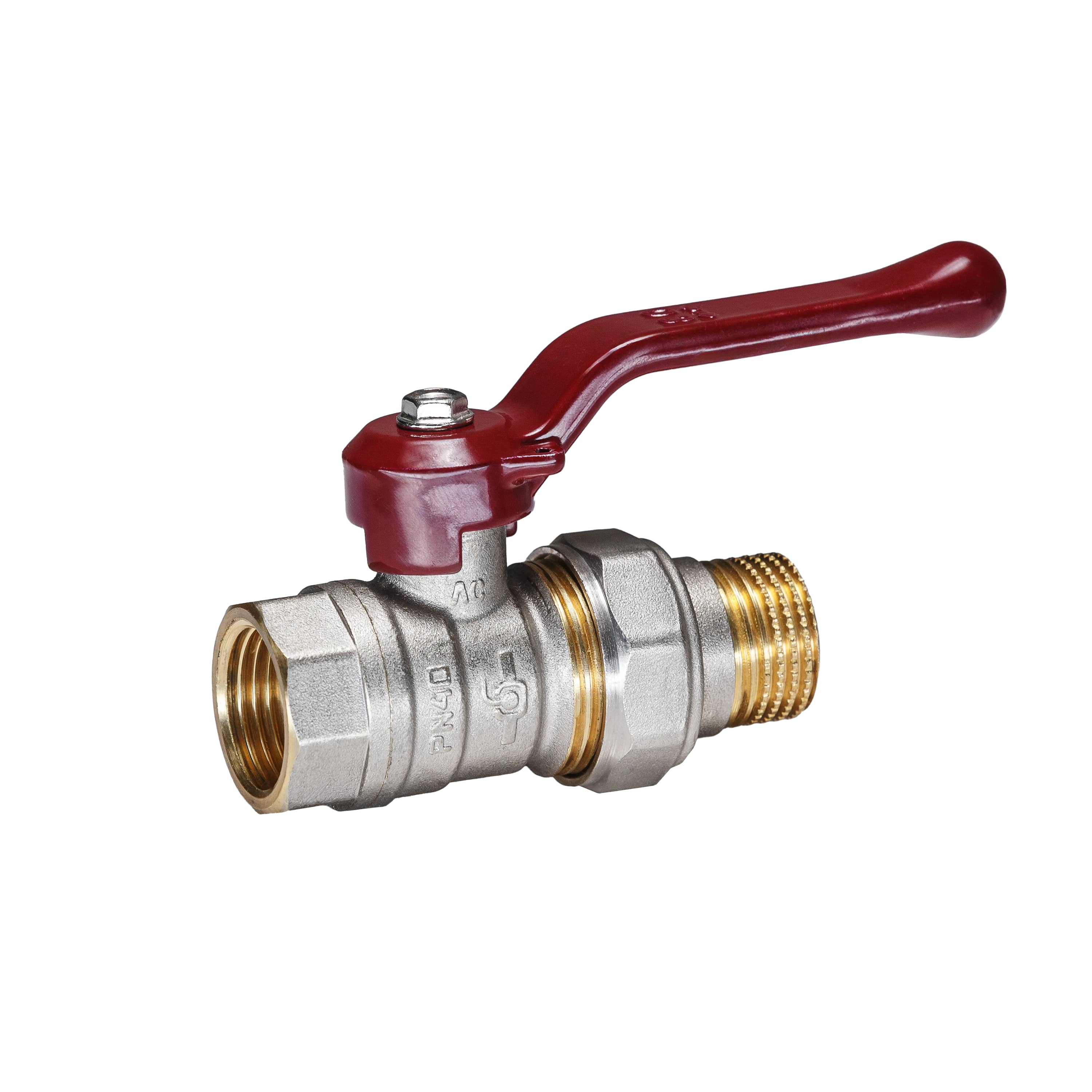 Кран шаровой латунный никель Temper Ду 15 (1/2”) PN40, ВН/НР американка, рычаг 8815ВАР1240 арт.1302058, марка Ру40