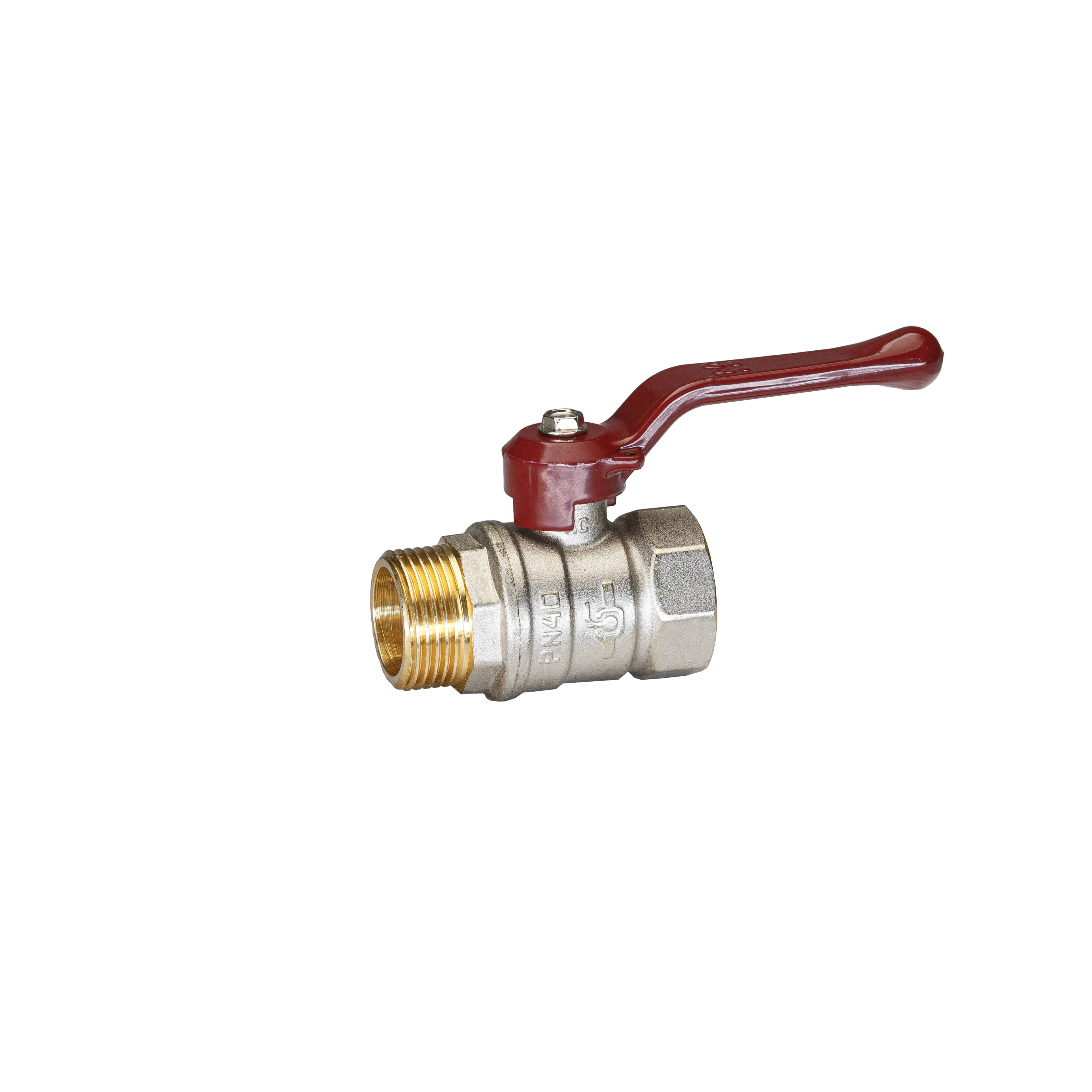 Кран шаровой латунный никель Temper Ду 20 (3/4”) PN40, ВН/НР, рычаг 8820ВНР3440 арт.1302069, марка Ру40