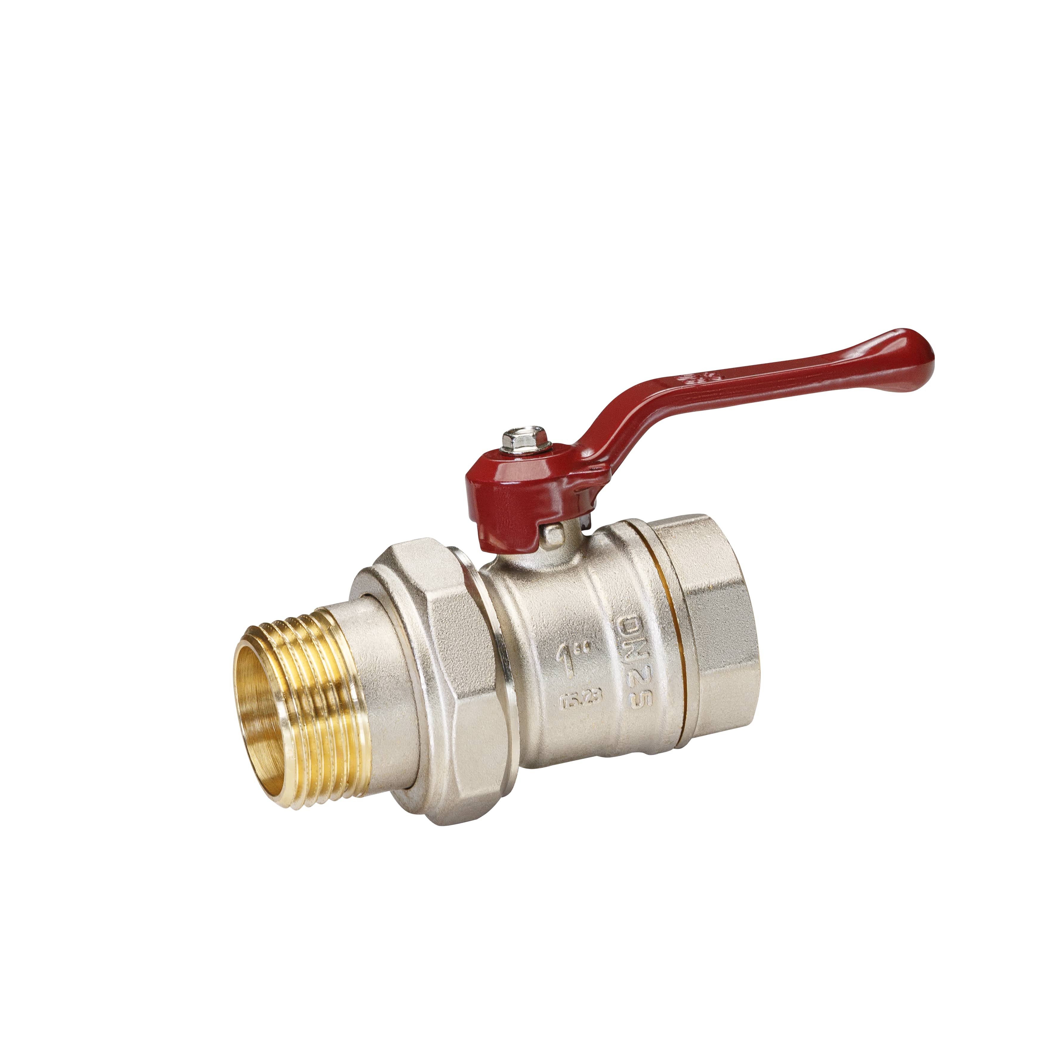 Кран шаровой латунный никель Temper Ду 25 (1”) PN40, ВН/НР американка, рычаг 8825ВАР140 арт.1302073, марка Ру40