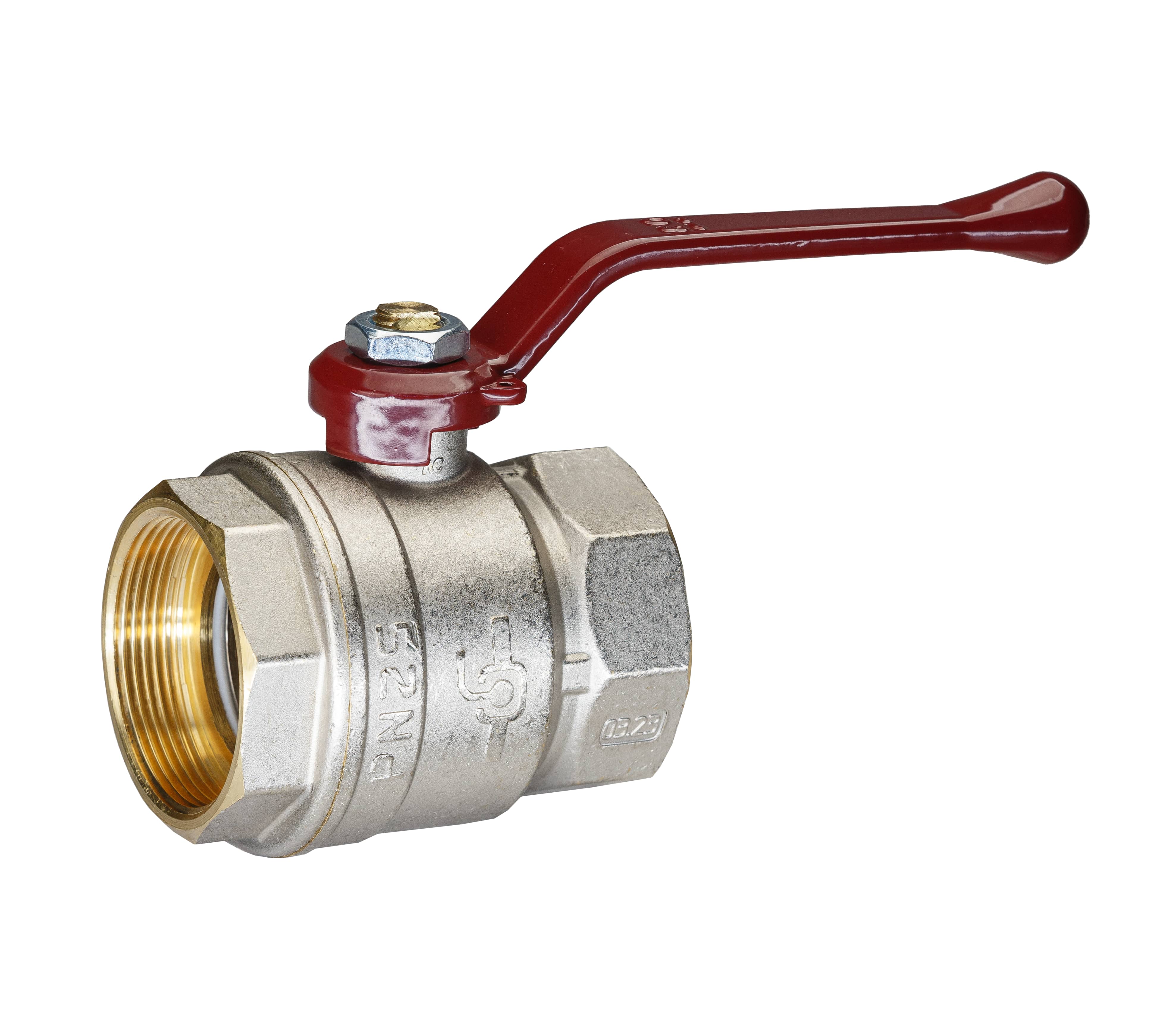 Кран шаровой латунный никель Temper Ду 50 (2”) PN25, ВН/ВН, рычаг 8850ВВР225 арт.1302088, марка Ру25
