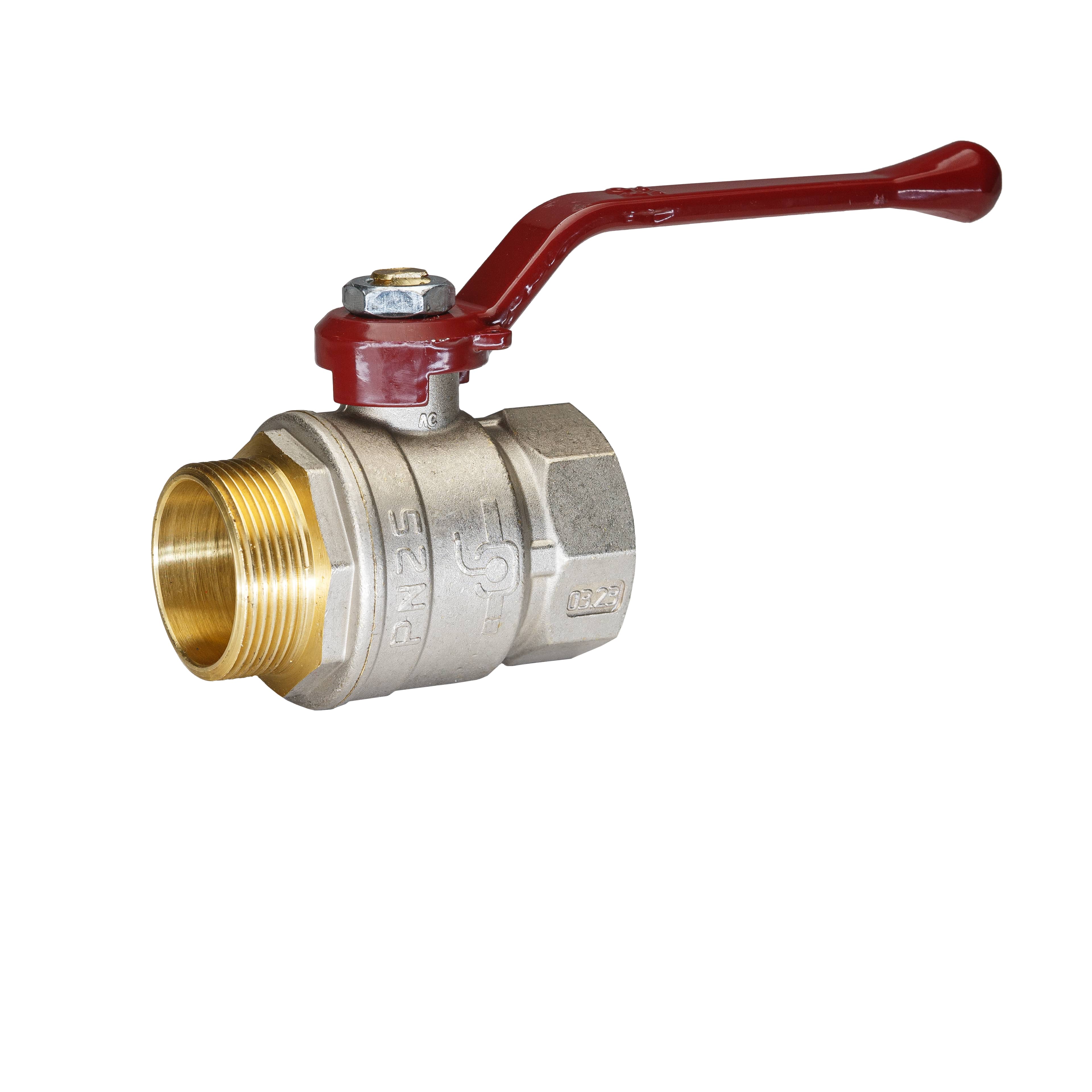 Кран шаровой латунный никель Temper Ду 40 (1.1/2”) PN25, ВН/НР, рычаг 8840ВНР11225 арт.1302086, марка Ру25