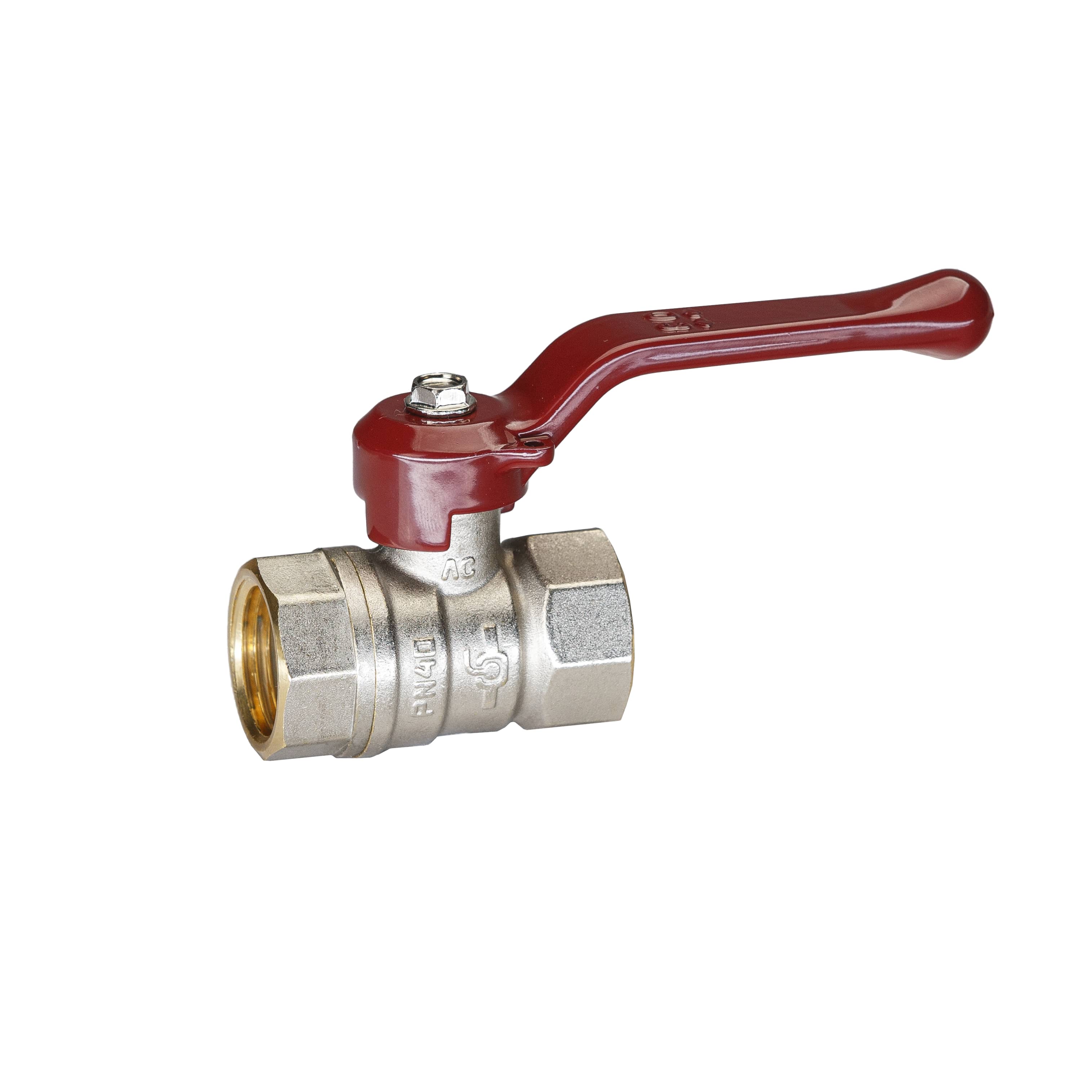 Кран шаровой латунный никель Temper Ду 15 (1/2”) PN40, ВН/ВН, рычаг 8815ВВР1240 арт.1302055, марка Ру40